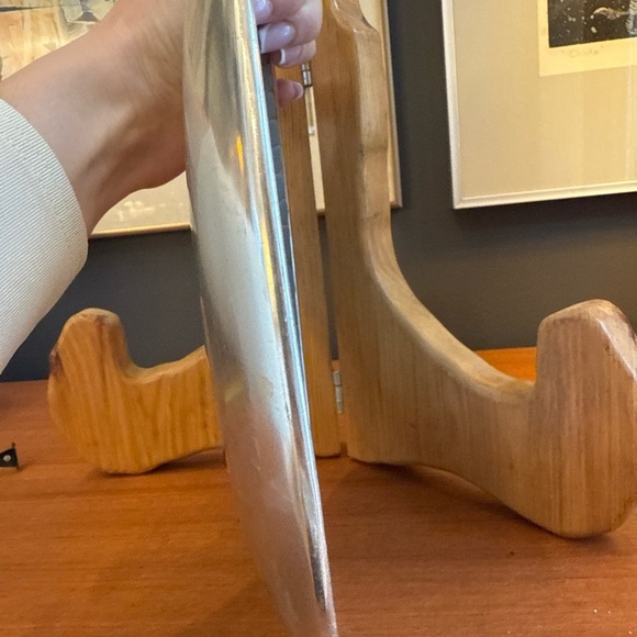 Mid Century 10” Round Mosaic Tray/ Plate Gray brown White and Leaf Tiles - Picture 9 of 11